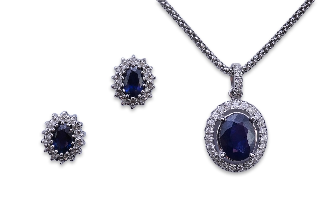 A sapphire and diamond demi-parure
